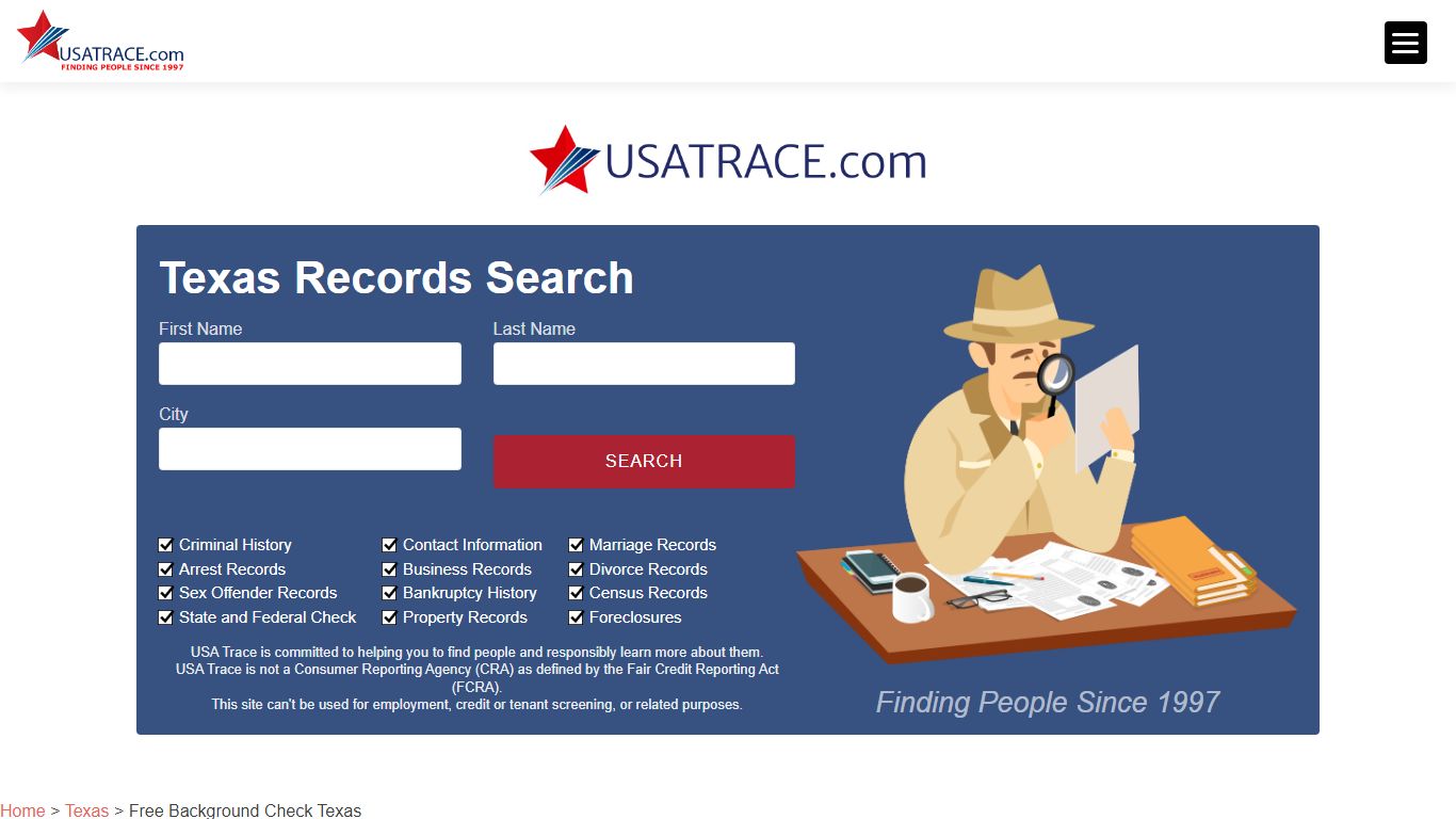 Free Background Check Texas - USATrace.com